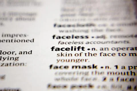 Word or phrase facelift in a dictionary. Stock Photos