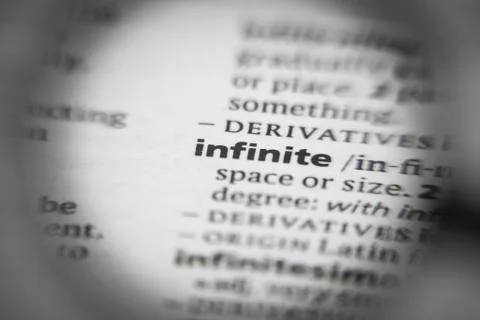 Word or phrase infinite in a dictionary. Stock Photos