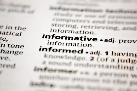Word or phrase informative in a dictionary. Stock Photos