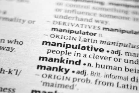 Word or phrase Manipulative in a dictionary. Stock Photos