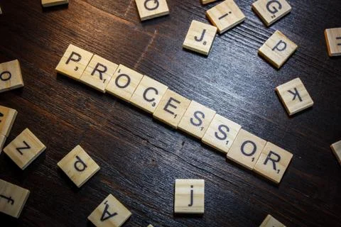 Word or phrase Processor made with scrabble letters. Stock Photos