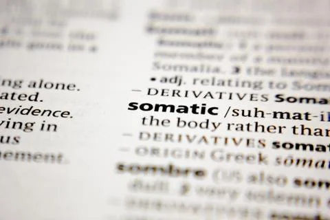 Word or phrase somatic in a dictionary. Stock Photos