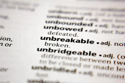 Word or phrase unbreakable in a dictionary. Stock-Fotos