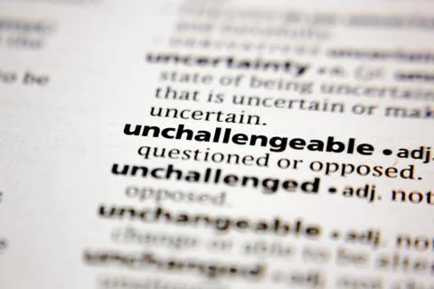 Word or phrase unchallengeable in a dictionary. Stock Photos