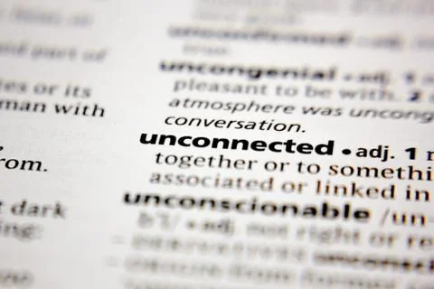 Word or phrase unconnected in a dictionary. Stock Photos