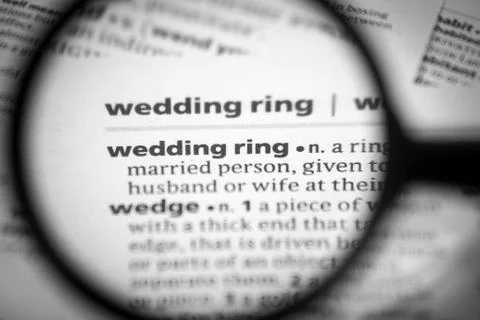 Word or phrase wedding ring in a dictionary. Stock-Fotos