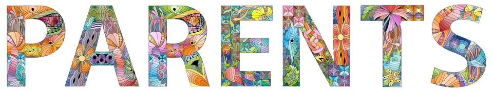 Word PARENTS. Vector zentangle object for decoration Ilustração Stock