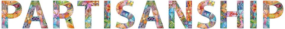 Word PARTISANSHIP. Vector zentangle object for decoration Ilustração Stock