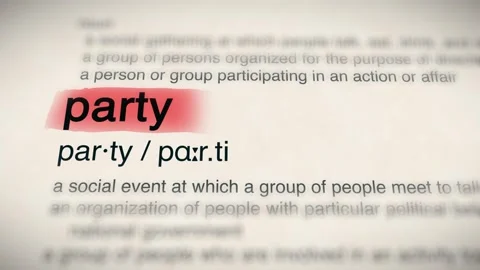 The Word party in a Dictionary Animation Stock Footage 302033259