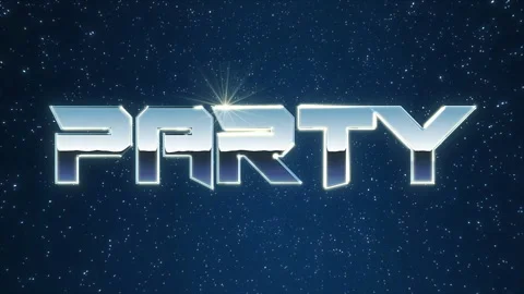 Word party in space, creative designed title in retro futuristic style 스톡 동영상 305796425