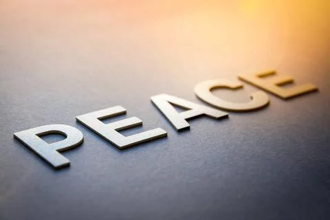  Word peace written with white solid letters Word peace written with white... Foto stock