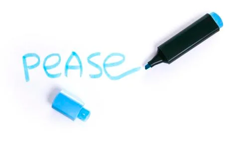 Word pease written with marker on a white background Stock Photos