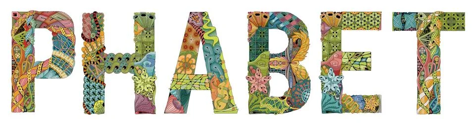 Word PHABET. Vector decorative zentangle object for decoration Stock Illustration