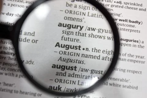 The word of phrase - August - in a dictionary. Stock Photos