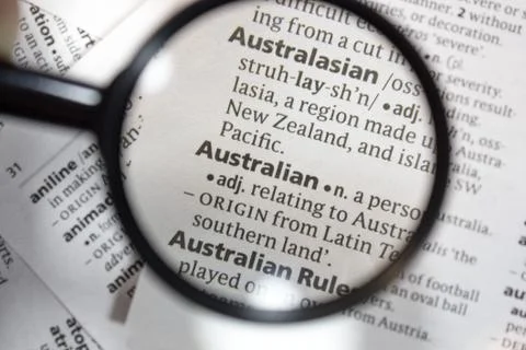 The word of phrase - Australian - in a dictionary. Stock Photos