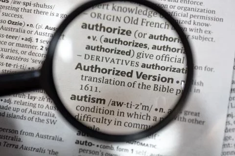 The word of phrase - Authorized Version - in a dictionary. Stock Photos