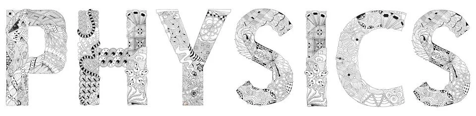 Word Physics. Vector zentangle object for coloring Stock Illustration
