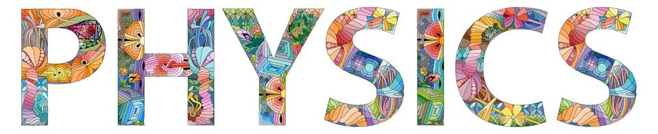 Word PHYSICS. Vector zentangle object for decoration Stock Illustration