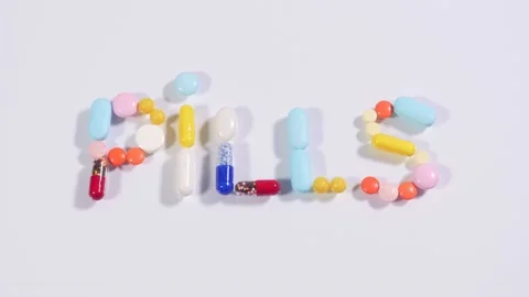 Word pills made of tablets Stock Footage 152930486