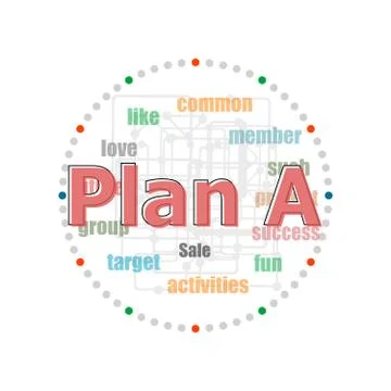 Word plan a on digital screen, business concept . Word collage with different Stock Illustration