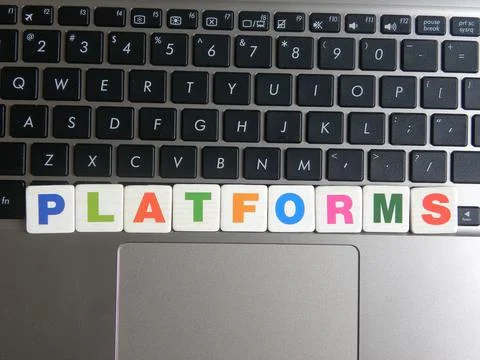 Word Platforms on keyboard background Stock Photos