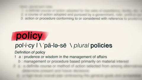 The Word Policy Red Highlighted in a Dictionary Animation Stock Footage 178274880