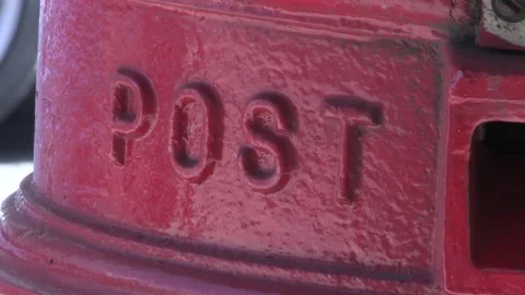 Word 'post' on Royal Mail post box Stock Footage 153910269