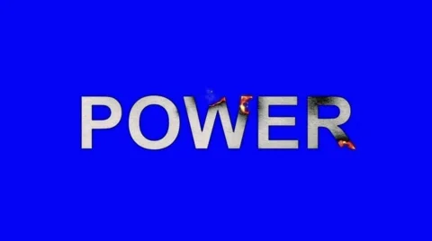 The Word Power Burning in Flames to Ashes on a Blue Screen Background Stock Footage 61037923