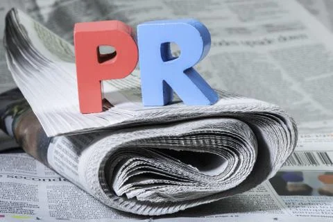 Word PR on newspaper Stock Photos
