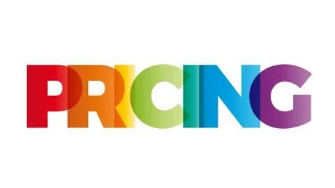 The word Pricing. Animated banner with the text colored rainbow. Stock Footage 155097640