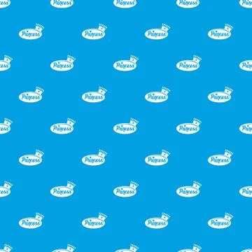 Word princess crown pattern vector seamless blue Illustrazione stock