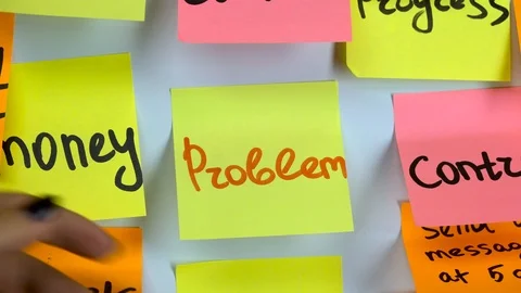 Word problem on the sticker change the word solution Stock Footage 98900418