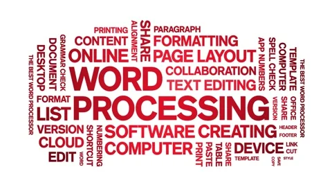 Word Processing animated word cloud,animation kinetic typography seamless loop. 스톡 동영상 325646272
