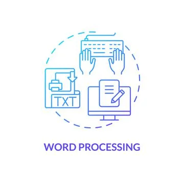 Word processing blue gradient concept icon Illustrazione stock