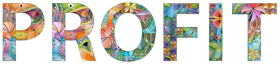 Word PROFIT. Vector zentangle object for decoration Ilustração Stock