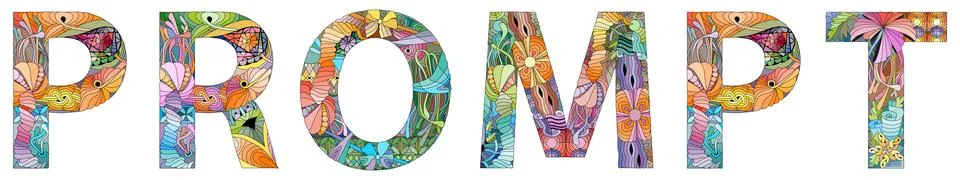 Word PROMPT. Vector zentangle object for decoration Stock Illustration