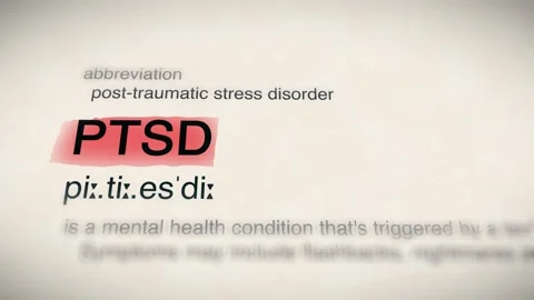 The Word PTSD in a Dictionary Animation Stock Footage 302031610