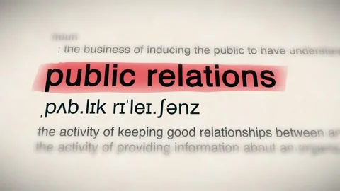 The Word public relations in a Dictionary Animation Stock Footage 302033504