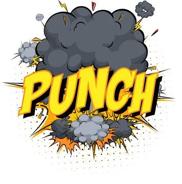 Word Punch on comic cloud explosion background Illustrazione stock