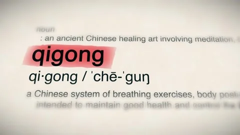 The Word qigong in a Dictionary Animation Stock Footage 302032420