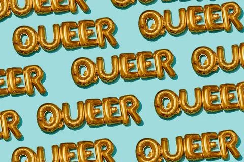 Word queer repeated forming a pattern Foto stock
