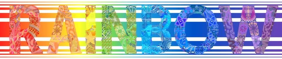 Word rainbow. Vector zentangle object for decoration Ilustración de archivo