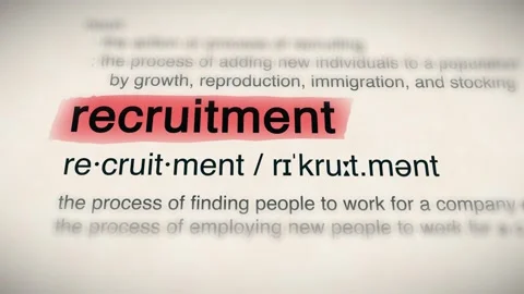 The Word recruitment in a Dictionary Animation Stock Footage 302033598