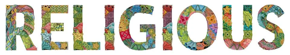 Word religious. Vector zentangle object for decoration Illustrazione stock