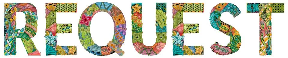 Word REQUEST. Vector zentangle object for decoration Иллюстрация
