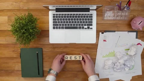 Word rest is made from cubes with hands ... | Stock Video | Pond5