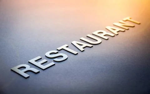  Word restaurant written with white solid letters Word restaurant written ... Foto stock