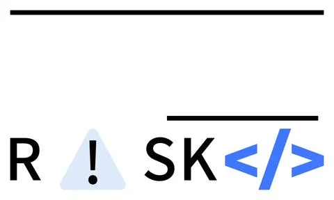 Word RISK with exclamation mark in triangle and angled brackets on white. Ide イラスト素材