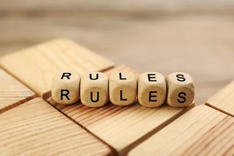Word Rules made of cubes with letters on wooden blocks 写真素材