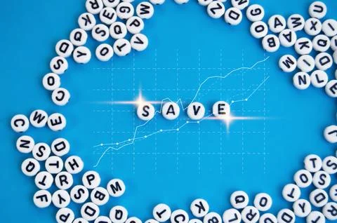 The word save, the concept of saving and investment Stock Photos